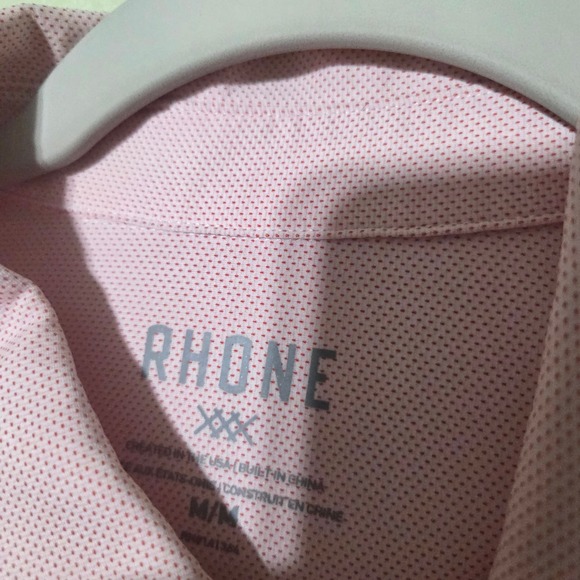 Rhone Men's Medium Long Sleeve Button Down Performance Shirt Casual Pink - Picture 8 of 8